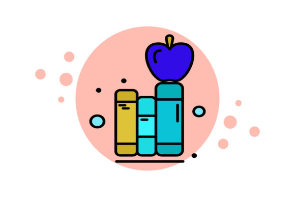 Back to School Book Collection Bubble Graphics and Icons