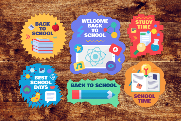 Back to School Flat Stickers Set