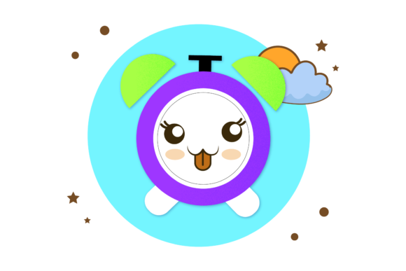 Back to School Kawaii Alarm Clock Bubble Graphics Freebies