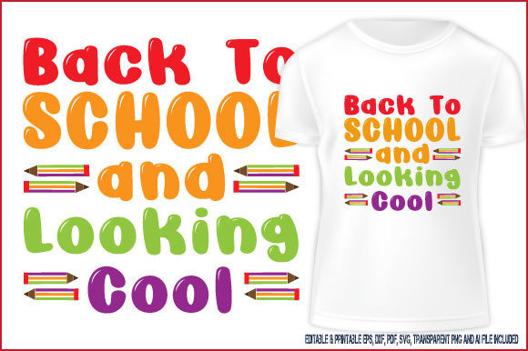 Graphics for T-Shirt Designs: Typography T-shirt Back to School Pen