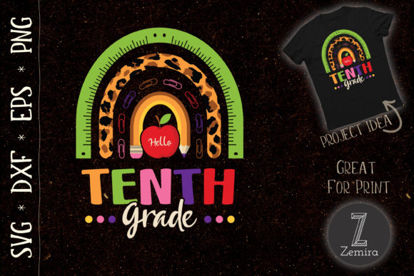 Hello Tenth Grade Rainbow Back to School Graphics